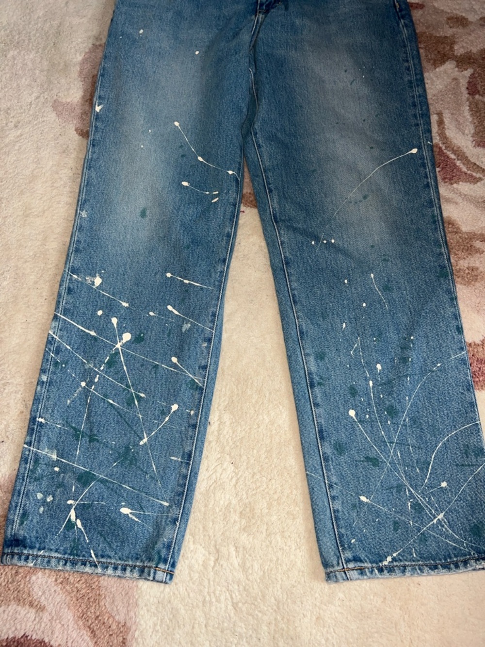 J. Crew Blue Paint-Splatter Slouchy Boyfriend Jeans - Picture 2 of 9